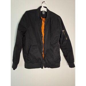 True Classic Bomber Jacket Mens Large Black Slim Fit Water Resistant Authentic